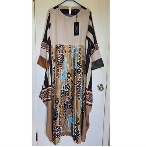 THOUQ Patterned Women's Dress Modest Kaftan Jalabiya Loose Fitting Festive